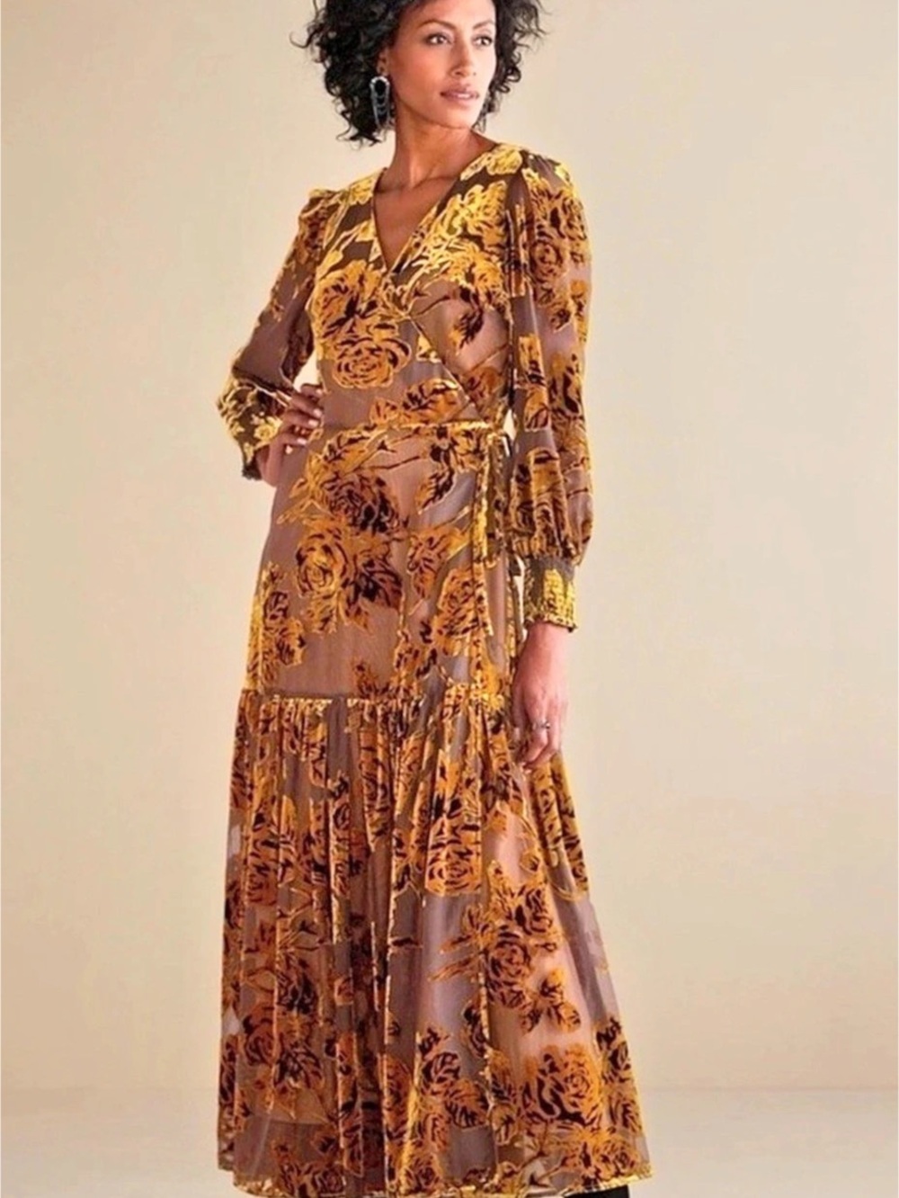 Soft Surroundings Vamila Velvet Burnout Maxi Dress NWT